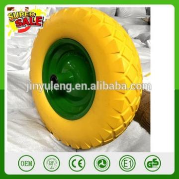 Puncture Proof 16&#39;&#39; Flat Free Tubeless Tire 4.00-8 PU foam solid Wheel For Wheelbarrow Hand Truck Carts 5/8&quot; Foam filled wheel