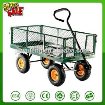 Heavy Duty Steel Utility Garden Cart 485lb Capacity with Removable Sides Green Wheelbarrow Wagon Dump Dolly Lawn