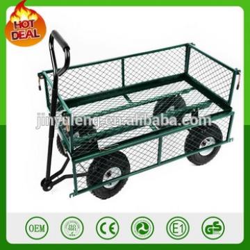 300kg cpacity Heavy Duty Large Metal 4 Wheel garden cart trolley truck down mesh sides transport Metal Wheelbarrow