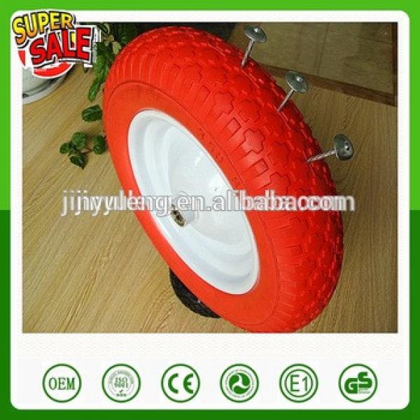 14 inch 3.50-8 pu foma wheel solid wheel wheelbarrow wheel steel rim color tire #1 image