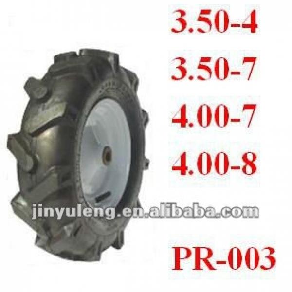 Herringbone pattern pneumatic rubber wheels 4.00-8 for Micro tillage machine tractor #1 image
