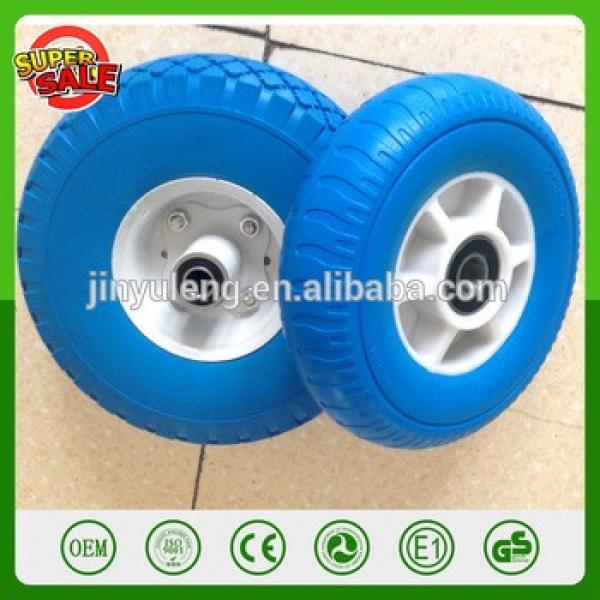 8 inch Plastic rim high quality pu foam rubber wheel for hand trolley truck wheelbarrow solid wheel have bearing #1 image