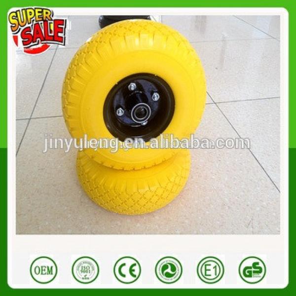6 x2 2.50-4 3.00-4 3.50-4 400-8 CHINA qing dao high quality PU foam wheel for hand trolley truck tool cart wheelbarrow #1 image