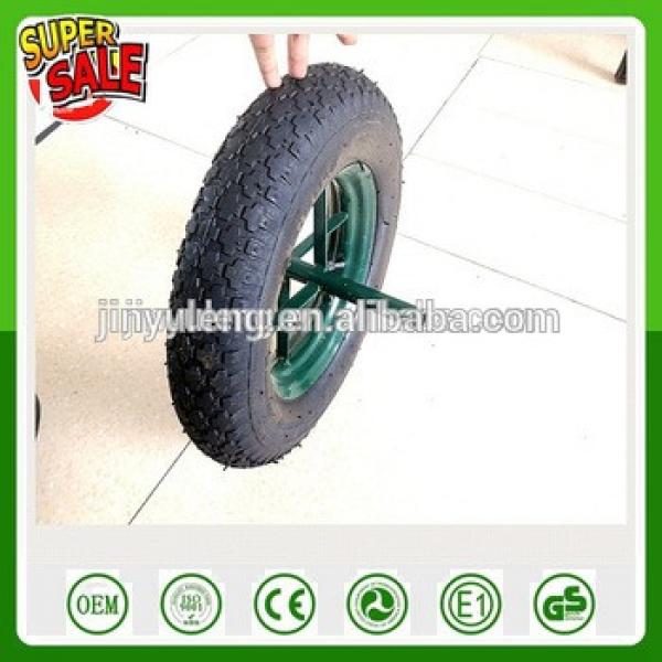 CHINA SHANDONG QINGD Awhole sale 3.50-8 /4.00-8 gem pattern pneumaitc rubber wheel for wheelbarrow wagone trolley unicycle #1 image