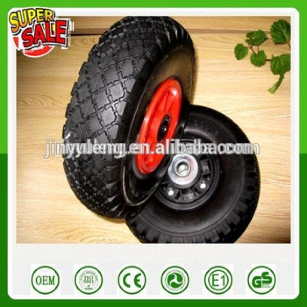 10 inch 3.00-4 (260X85) Pneumatic rubber wheel pu foam solid wheel with plastic rim and steel rim for trailer tool cart wagon #1 image
