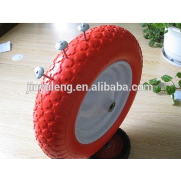 14 inches ,Material handling equipment parts 3.50-8 solid pu foam wheel use for wheelbarrow #1 image