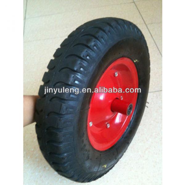 14 inches 3.50-8 4.00-8 lug pattern rubber inflatable wheels ,pneumatic wheel for wheel barrow #1 image