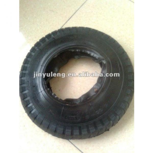 4.00-8 rubber tire&amp;tube /pneumatic for wheel barrow ,lug pattern #1 image