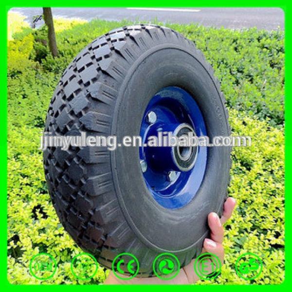 10 inch 300-4 steel rim prevent puncture solid PU foam rubber wheel trolley wagon bicycle hand cart lawn mower kid electric car #1 image