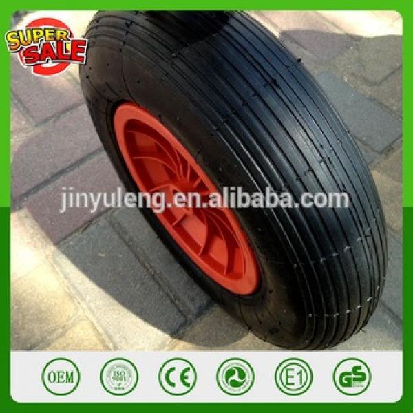 QIngDao Cheap 4.80/4.00-8 16 inch plastic rim rubber wheel pneumatic wheel barrow wheelbarrow wheel line pattern #1 image