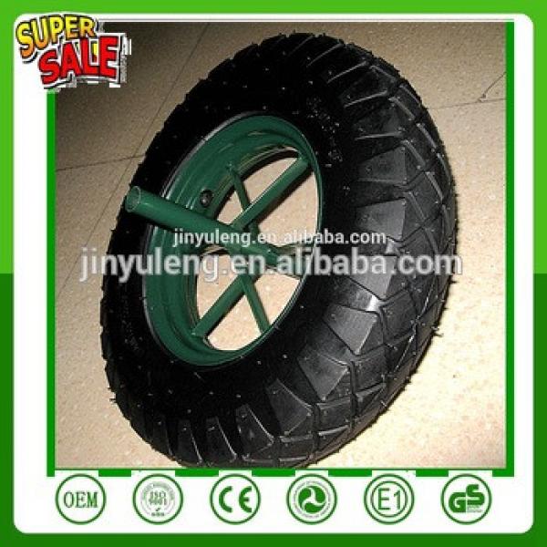 14 16 inch 3.50-8 4.00-8 wheelbarrow wheel with spoke steel rim WB6400 wheelbarrow wheel pneumacitc rubber wheel air wheel flag #1 image