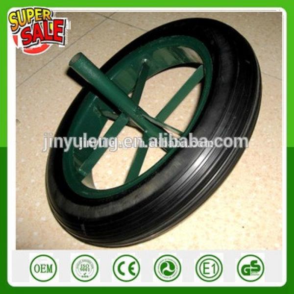 13&#39;&#39; 14&#39;&#39; rubber sold wheel wheelbarrow wheel WB6400 solid rubber steel spoke rim Solid wheel power wheel #1 image