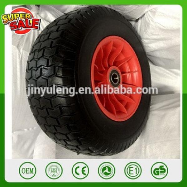 16inch 6.50-8 Puncture Proof PU wheel plastic rim pu foam wheel for wheelbarrow ATV pu foma solid lawn wheel #1 image