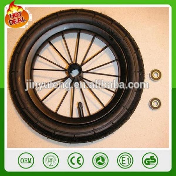 8/12/14 inches alloy Carbon steel PU foam bicycle wheel ,pneumatic bike wheel ,Baby carrier wheels #1 image