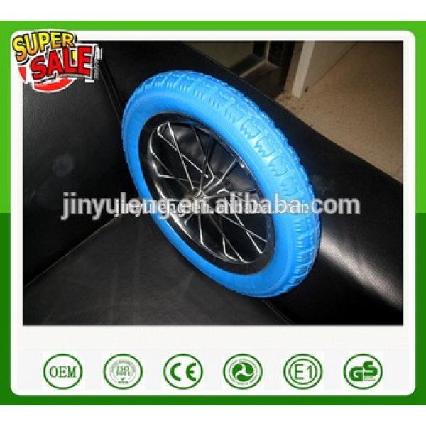 12/14 inches alloy Carbon steel PU foam bicycle wheel ,pneumatic bike wheel ,Baby carrier wheel #1 image