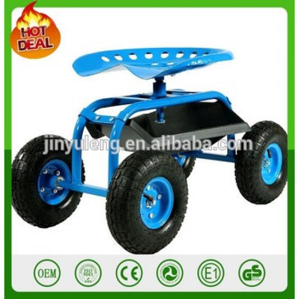 Blue Rolling Garden Cart with 360 Degree Swivel Seat &amp; Tray Work Rolling four wheels Garden Scoot with Swivel Heavy Duty Tool #1 image