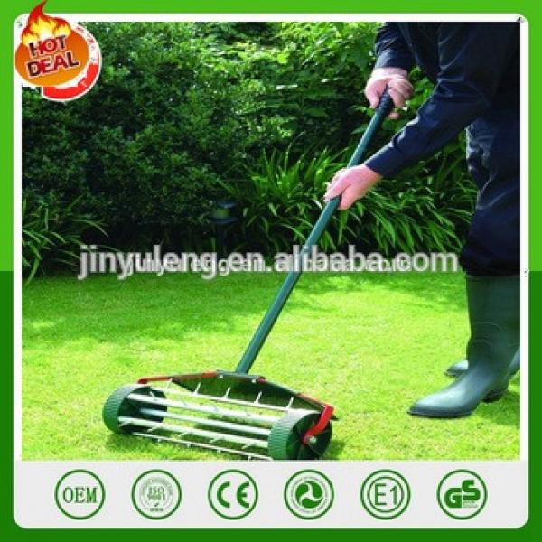 simple lawn rake Lawn scarifier lawn spike aerator with wheel Rolling Fertilizer Tool Landscaping Yard Grass Seeding #1 image