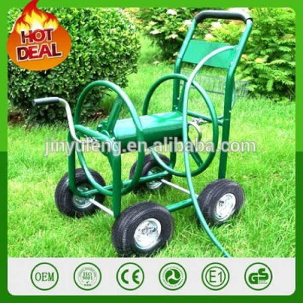 Metal four wheel Hose Reel Cart,300ft heavy Rolling Outdoor Garden Watering cart #1 image