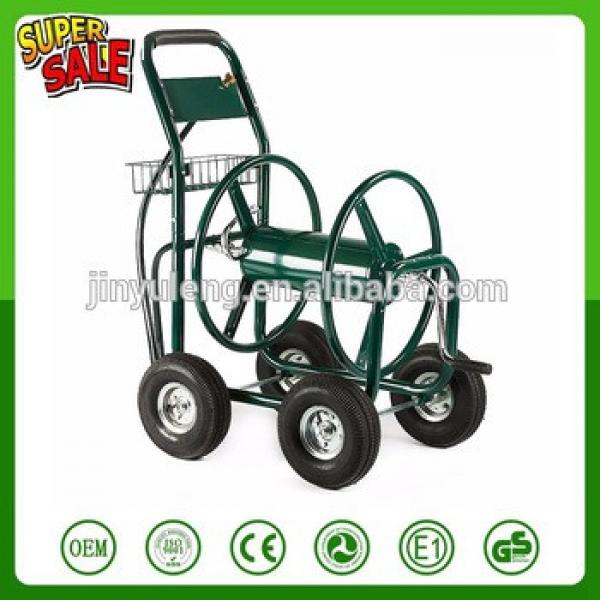 300 FT capacity 4 wheels steel matel Hose Reel Cart Outdoor Garden Heavy Duty Yard Water Planting Hose carts trolley tool cart #1 image