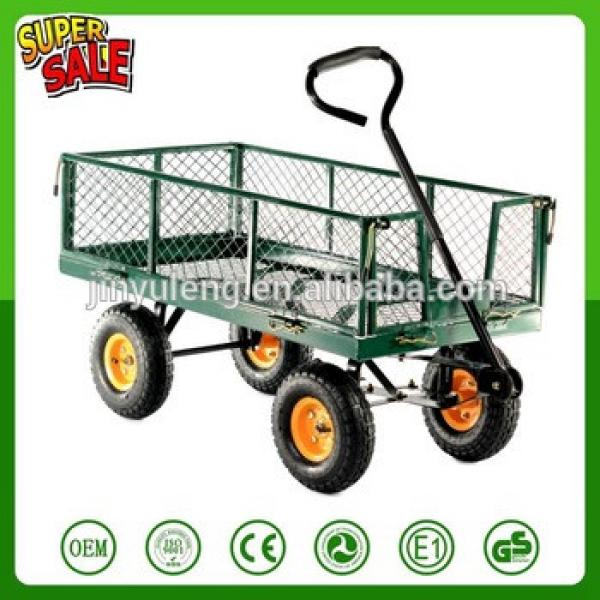 Heavy Duty Steel Utility Garden Cart 485lb Capacity with Removable Sides Green Wheelbarrow Wagon Dump Dolly Lawn #1 image