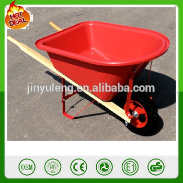 Wh0201 Plastic tray wood handle wheel barrow toy for children kid&#39;s wheelbarrow #1 image