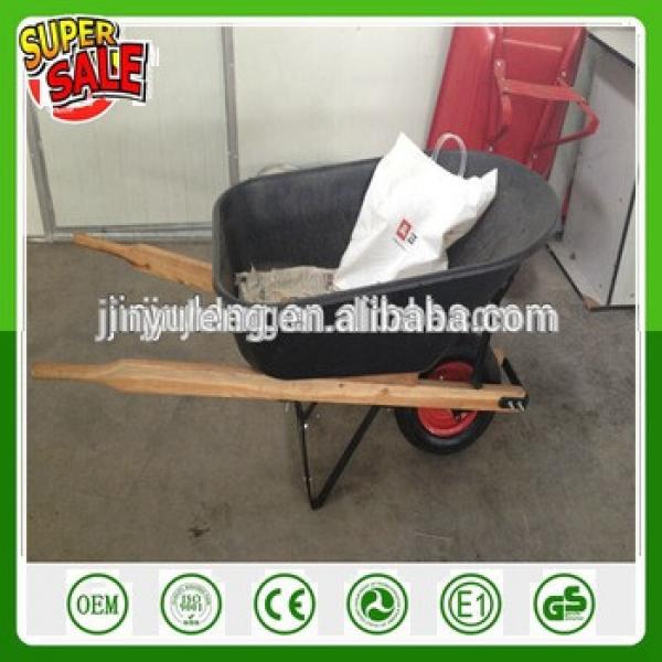 Large capacity heavy wooden handle plastic tray wheel barrow for Pastures, farms, orchards and gardens #1 image