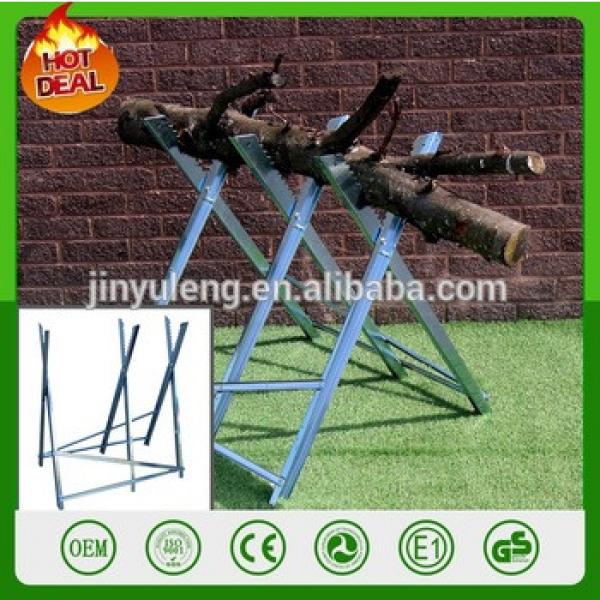 Heavy Duty Outdoor Foldable Cutter Metal Sawhorse Teeth Galvanised Serrated Grip Cutting Rack Saw Horse For Chainsaw axe Chopper #1 image