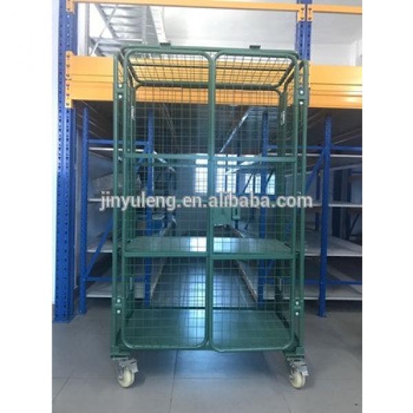 Folding the three layers of grid shelves transportation cart ,Industrial transportation moving trolley, Supermarket cart #1 image