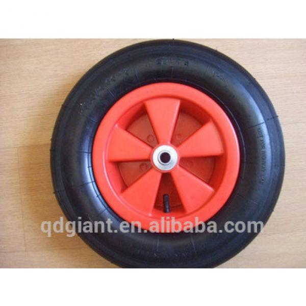 Pneumatic wheelbarrow wheel 4.00-8 straight line pattern with plastic rim #1 image