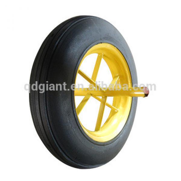 14x4 rubber powder wheel with axle for construction wheelbarrow 6400 #1 image
