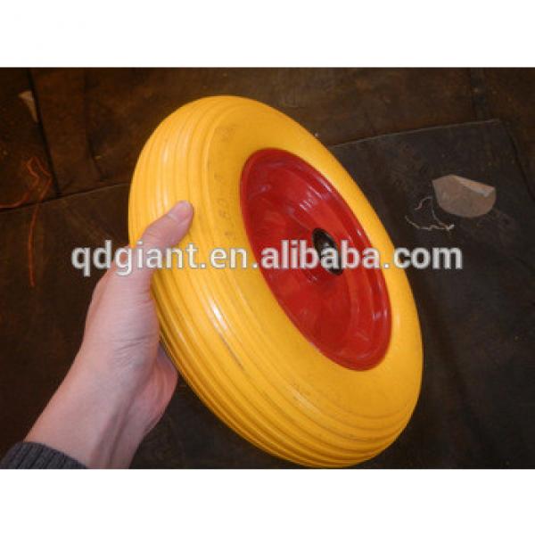 3.50-8 PU Wheelbarrow Tyre with Red Metal Rim #1 image