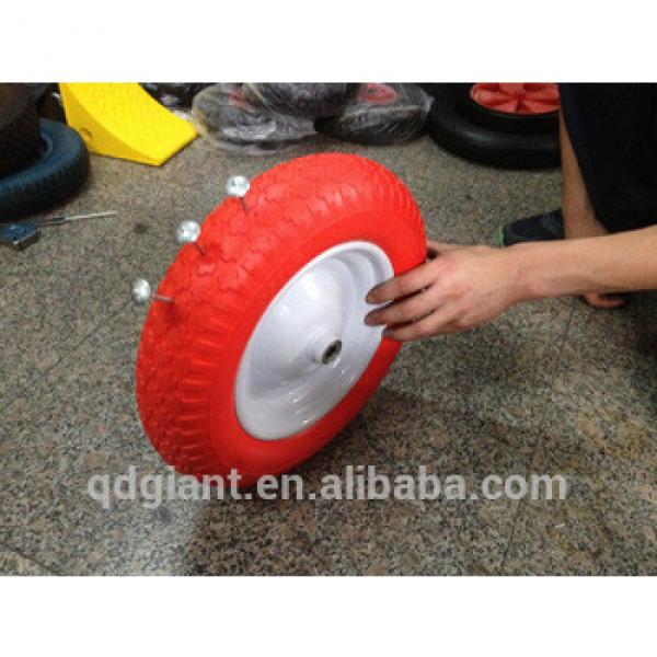 Red color flat free wheel 350-8 with white rim #1 image