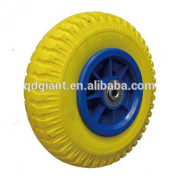 Yellow pu foam wheel for hand trolley/tool cart #1 image